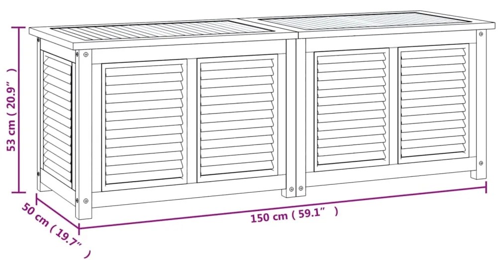 Μπαούλο Αποθήκευσης Κήπου με Τσάντα 150x50x55εκ Μασίφ Ξύλο Teak - Καφέ