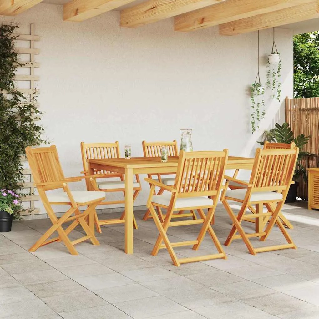 vidaXL Πτυσσόμενη Καρέκλα με μαξιλάρι 6 pcs Λευκό 49 x 57.5 x 92εκ