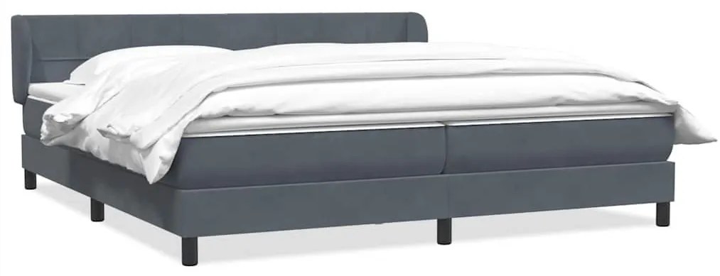 Box Spring Κρεβάτι με στρώματα Σκούρο γκρι 200x210 cm Βελούδινο - Γκρι