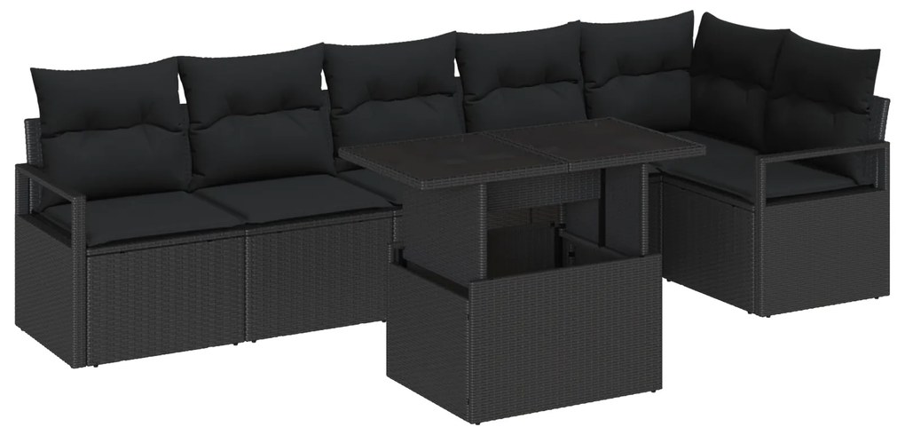 vidaXL Σετ Καναπέ Κήπου με μαξιλάρι με μαξιλάρι 7 pcs Μαύρο 100 x 55 x 73 εκ.