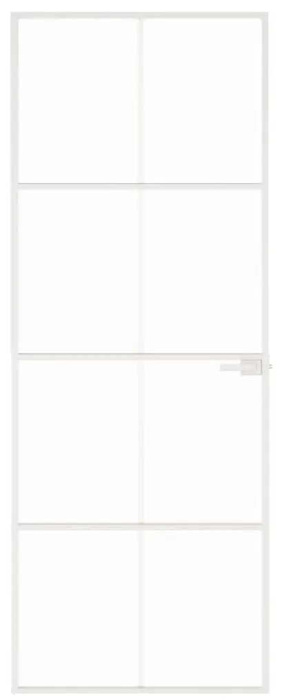 vidaXL Εσωτερική Πόρτα Λευκή 76x201,5 εκ. Ψημένο Γυαλί&Λεπτό Αλουμίνιο