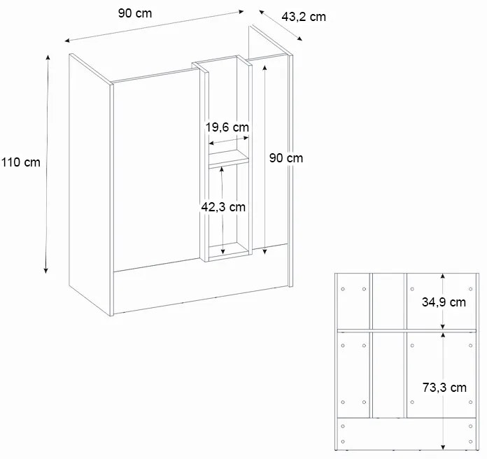 Γραφείο υποδοχής - reception Bonveno Megapap χρώμα λευκό - sepet oak 90x43,2x110εκ.