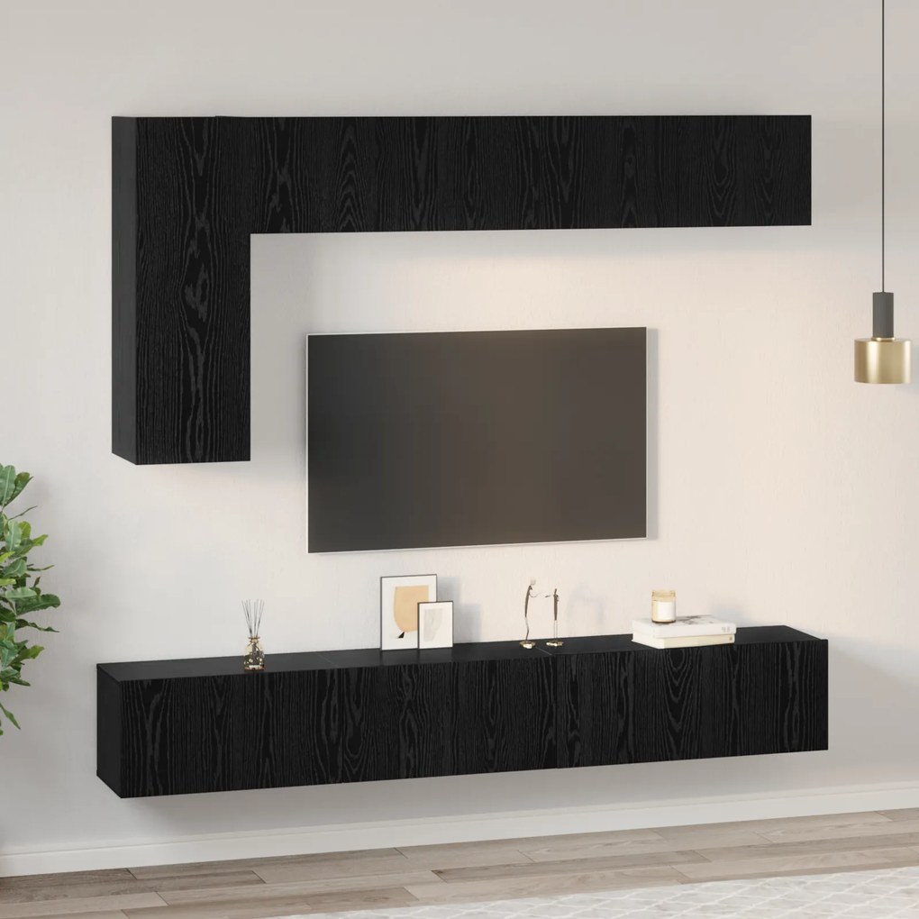 vidaXL Σετ Καθισμάτων Τηλεόρασης 6 pcs Μαύρη Δρυς 30.5 x 30 x 90 cm