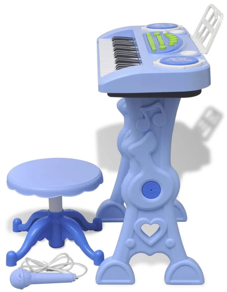 vidaXL Αρμόνιο Παιδικό Παιχνίδι 37 Πλήκτρων με Σκαμπό/Μικρόφωνο Μπλε