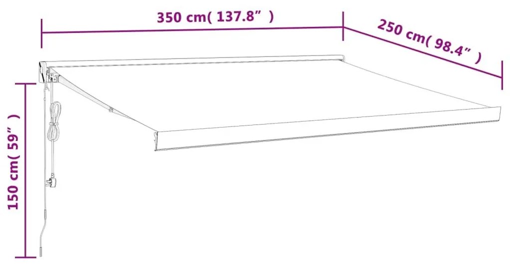 Τέντα Πτυσσόμενη Μπλε και Λευκή 3,5 x 2,5 μ. Ύφασμα / Αλουμίνιο - Πολύχρωμο