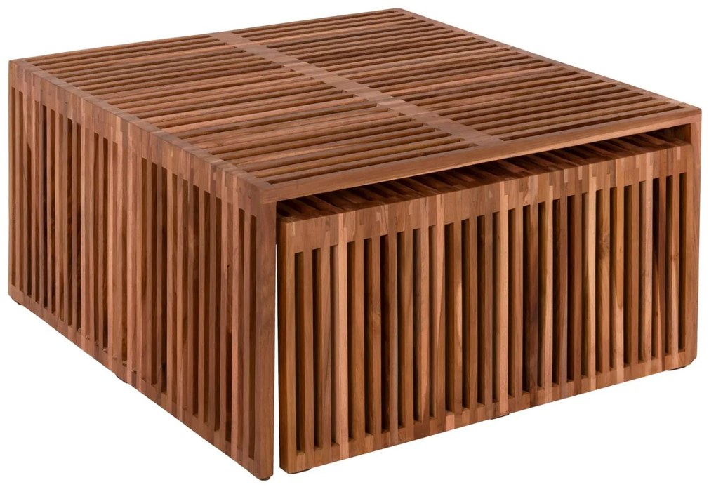 Τραπεζάκι σαλονιού NYA C9546 Σετ 2 τμχ Ξύλο TEAK σε Φυσικό 86x79x46Yεκ. 86x79x46 εκ.