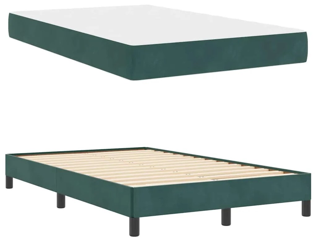 vidaXL Κρεβάτι box spring με στρώμα Σκούρο Πράσινο 120 x 190 cm