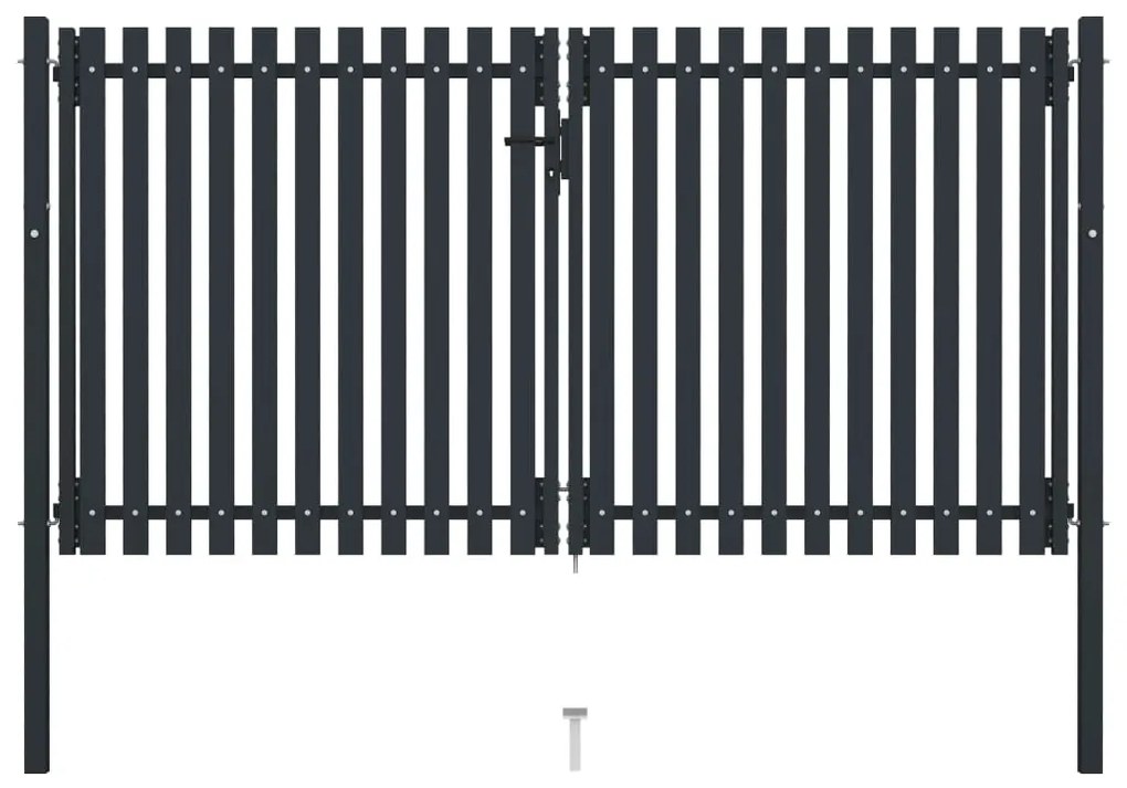 Πόρτα με Διπλή Πόρτα και Φράχτη Ανθρακί 300x175 εκ. από Ατσάλι