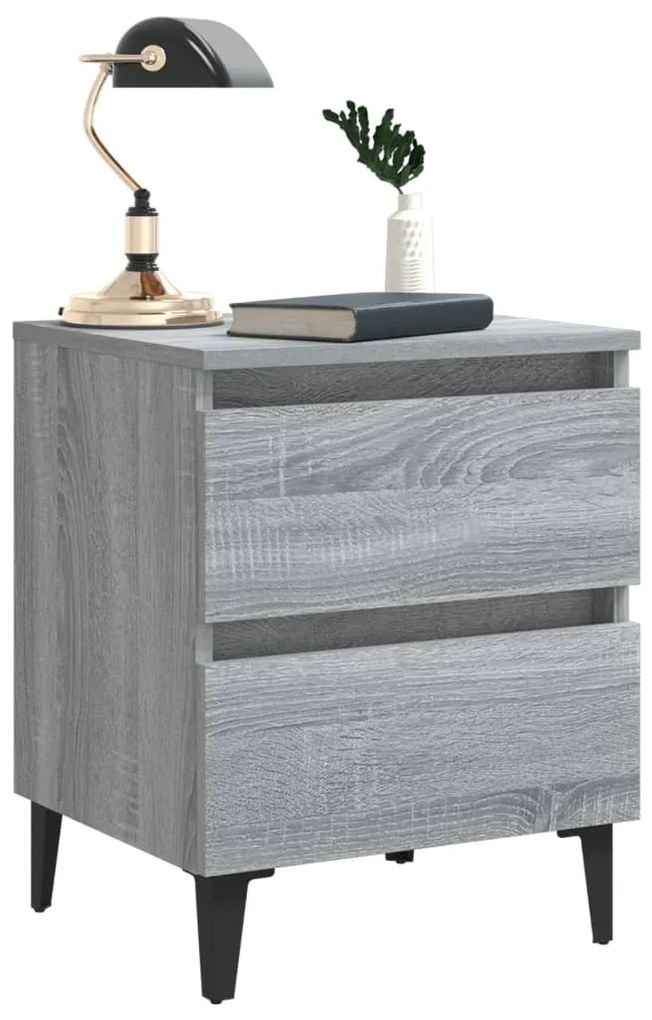 vidaXL Κομοδίνο Γκρι Sonoma 40 x 35 x 50 εκ. με Μεταλλικά Πόδια