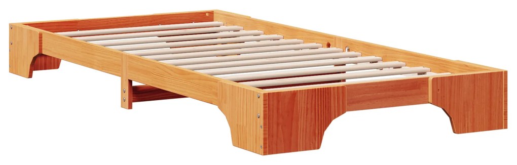 vidaXL Κρεβάτι Καφέ Χαλίκι 75 x 190 cm από Μασίφ Ξύλο Πεύκου