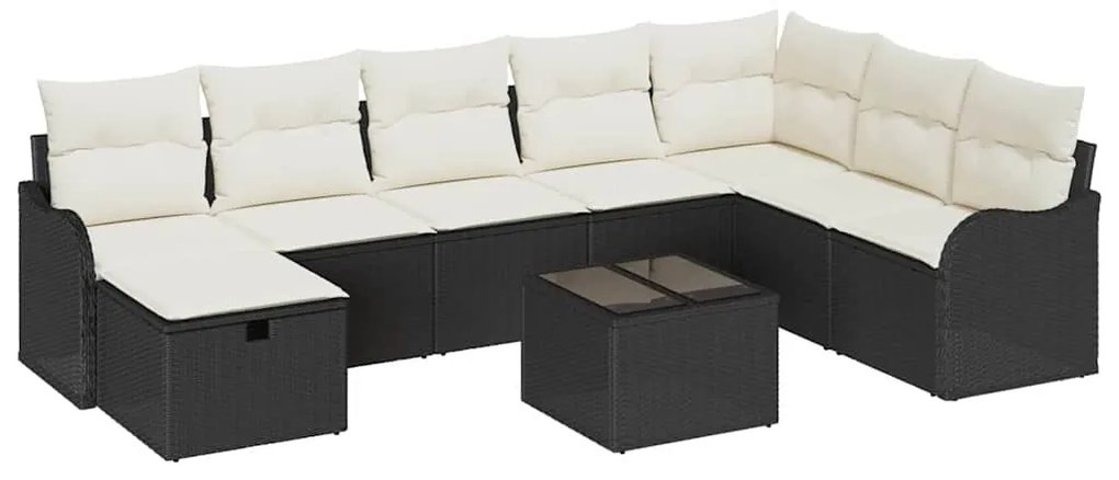 vidaXL Σετ Καναπέ Κήπου 9 pcs Μαύρο και κρεμ 287,5 x 177,5 x 85 εκ.