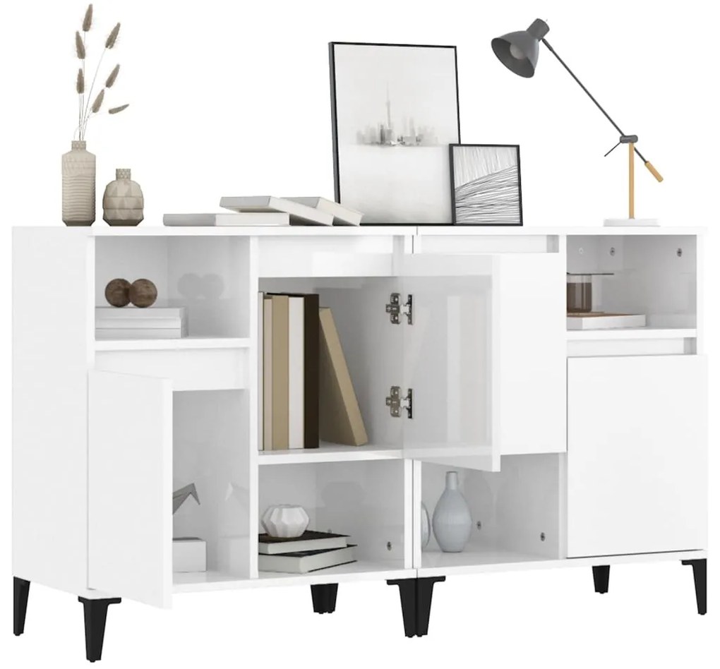 vidaXL Ντουλάπια 2 τεμ. Γυαλιστ. Λευκό 60x35x70 εκ. Επεξεργασμένο Ξύλο