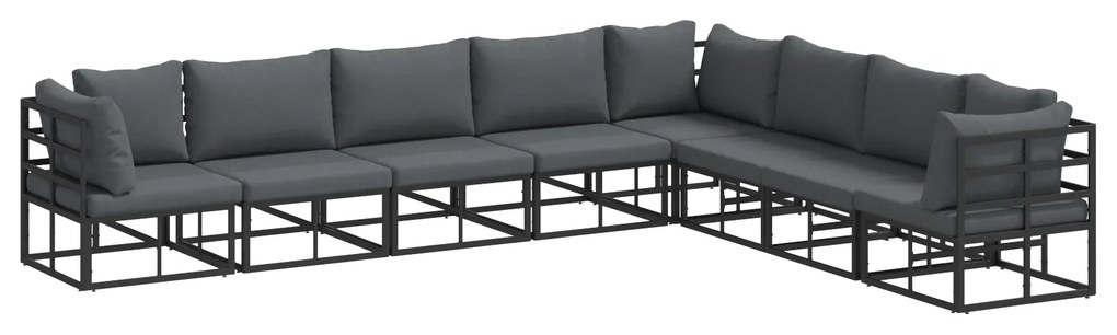 vidaXL Σετ Καναπέ Κήπου 8 pcs Μαύρο 353 x 283 x 71 εκ. Αλουμίνιο