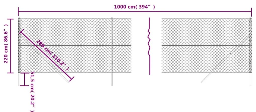 vidaXL Συρματόπλεγμα Περίφραξης Πράσινο 2,2 x 10 μ. με Στύλους