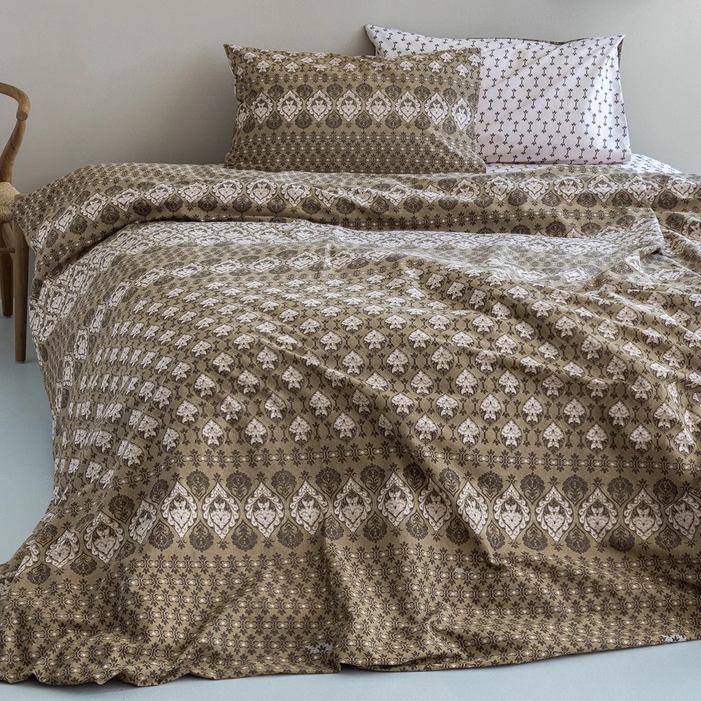 Σεντόνια Μονά (Σετ) Palamaiki Fashion FL6218 Μπεζ ΜΕ ΛΑΣΤΙΧΟ 110x200+32