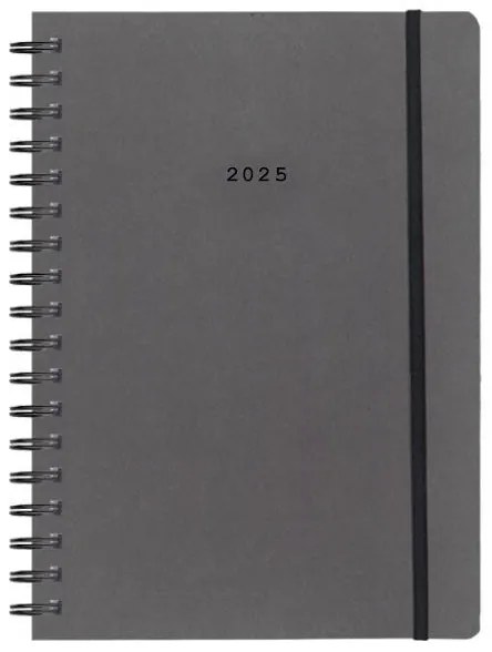 Next ημερολόγιο 2025 Natural ημερήσιο σπιράλ γκρι ανοιχτό με λάστιχο 12x17εκ.  τμχ.