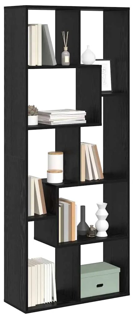 vidaXL Βιβλιοθήκη Μαύρη Οξυά 67 x 25 x 162 εκ. Επεξεργασμένο ξύλο