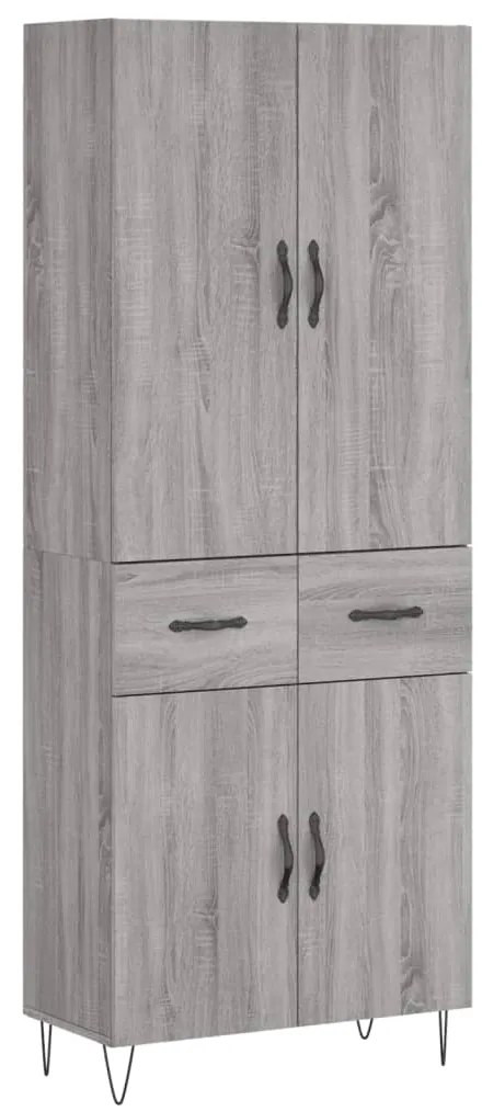 vidaXL Ντουλάπι Γκρι Sonoma 69,5 x 34 x 180 εκ. Επεξεργασμένο Ξύλο