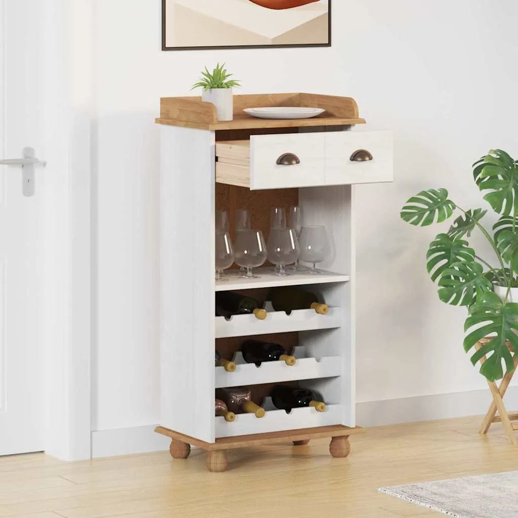 vidaXL Ντουλάπι κρασιού Λευκό 57 x 37 x 114 εκ. Μασίφ ξύλο πεύκου