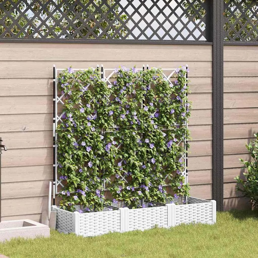 vidaXL Κηποτινάκι με Τρέλα 3 pcs Λευκό 120 x 40 x 125.5 εκ. PP
