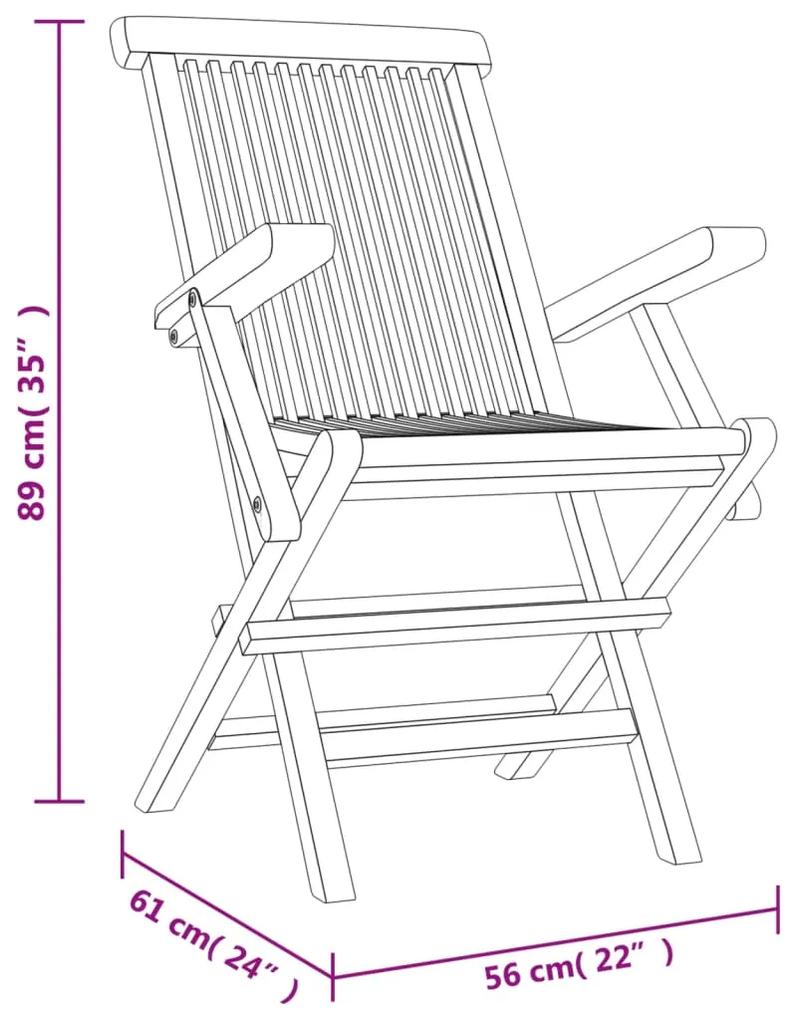 vidaXL Καρέκλες Κήπου Πτυσσόμενες 6 τεμ. Γκρι 56x61x89 εκ. Μασίφ Teak