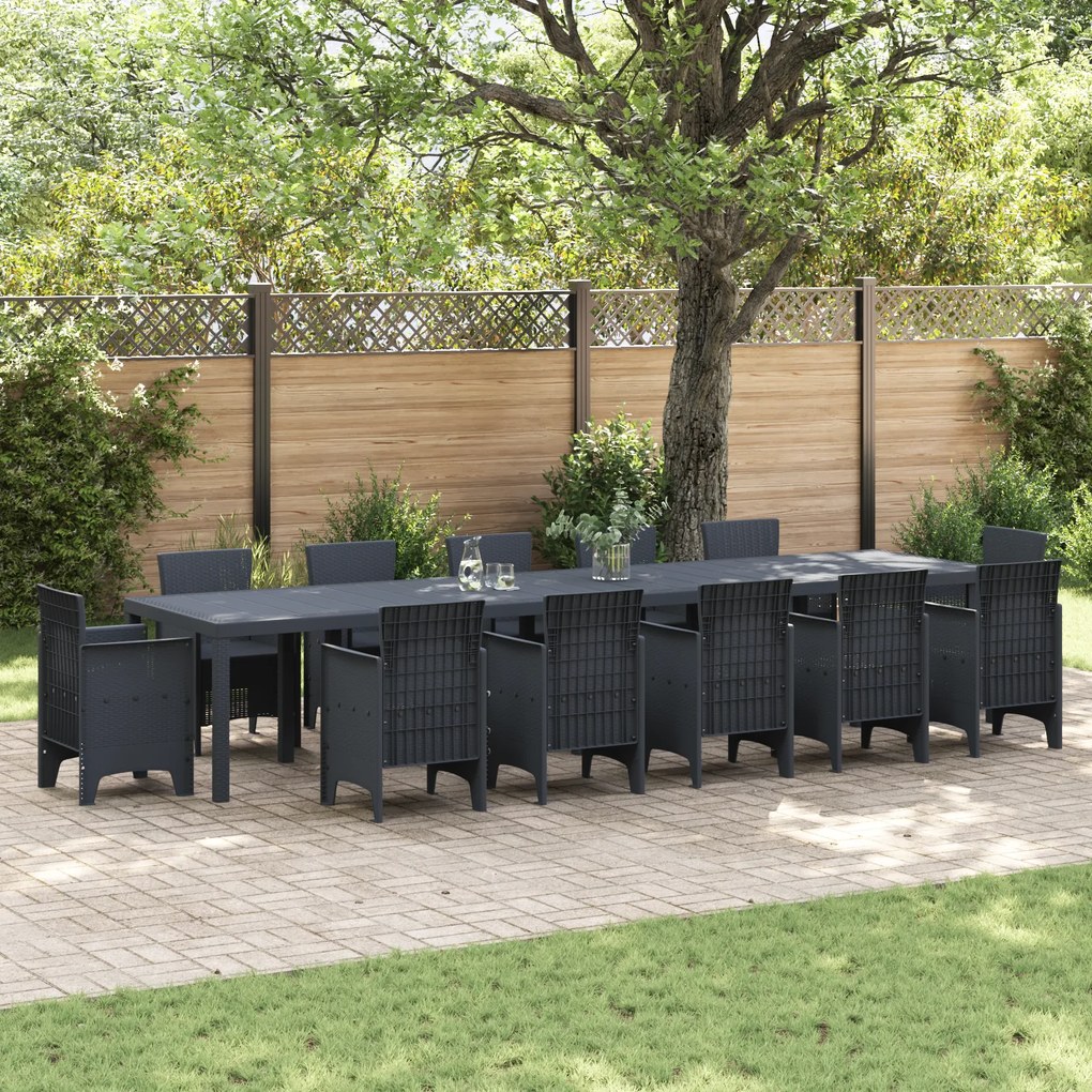 vidaXL Τραπέζι Κήπου Ανθρακί 400x100x73 εκ. Πολυ Ράττεν