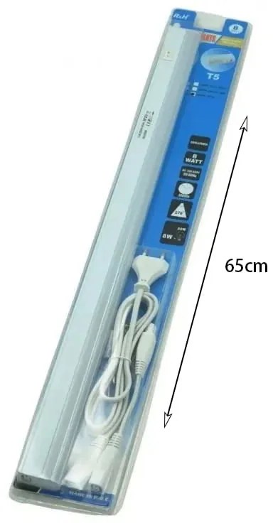 R&H Φωτιστικό Πάγκου Κουζίνας LED 8W Ψυχρό Λευκό με Διακόπτη 60εκ. 6500K - LED Mirror Lights T5