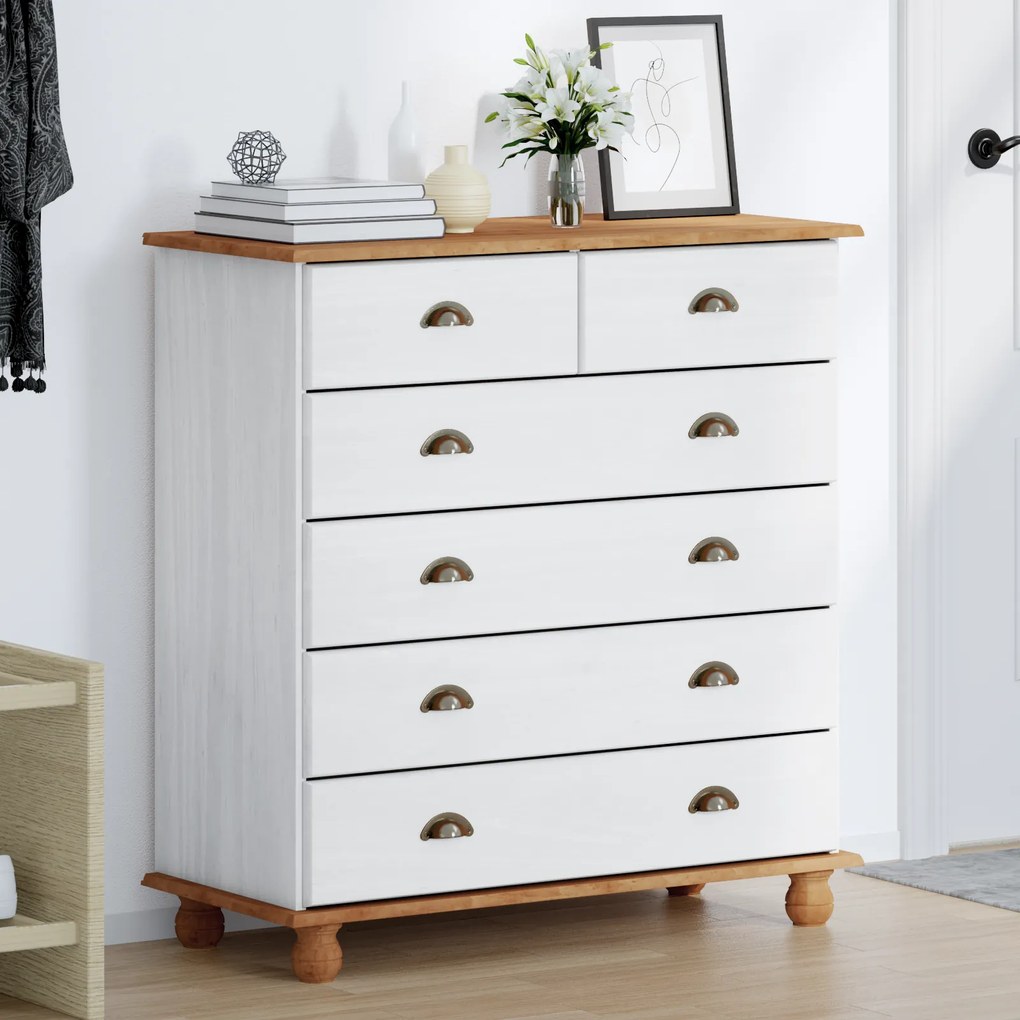vidaXL Συρταριέρα Λευκό 91 x 40 x 95.5 εκ. Μασίφ ξύλο πεύκου