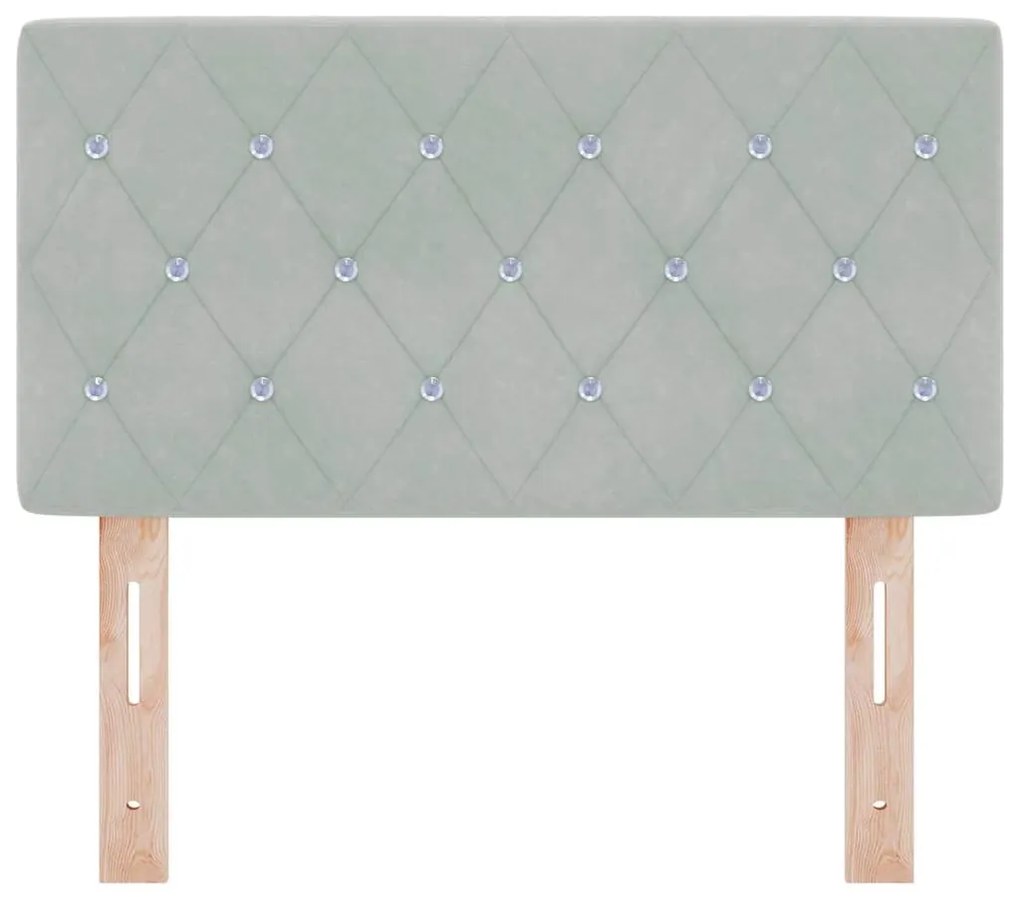 vidaXL Κεφαλάρι LED με φώτα λωρίδας LED Ανοιχτό γκρι 80 cm Βελούδο