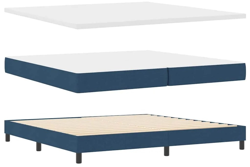 vidaXL Κρεβάτι box spring με στρώμα με στρώμα Μπλε 200 x 200 cm ύφασμα