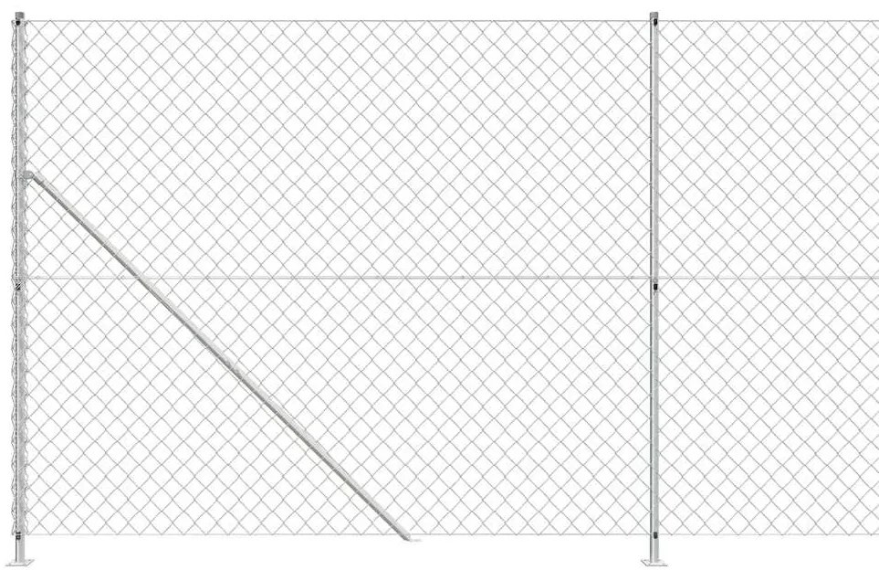 vidaXL Συρματόπλεγμα Περίφραξης Ασημί 1,4 x 25 μ. με Βάσεις Φλάντζα