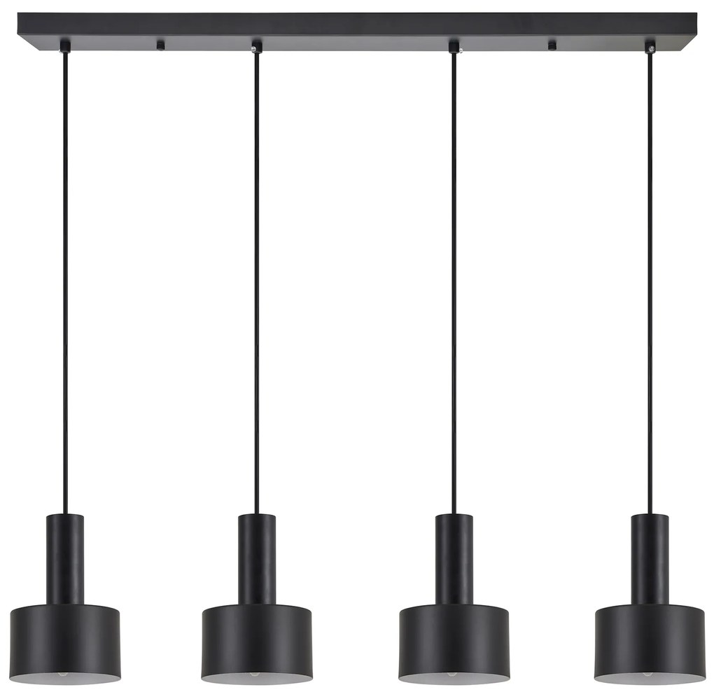 SE21-BL-4-4BL-MS1 ADEPT TUBE Black Pendant Black Metal Shade+ HOMELIGHTING 77-8546