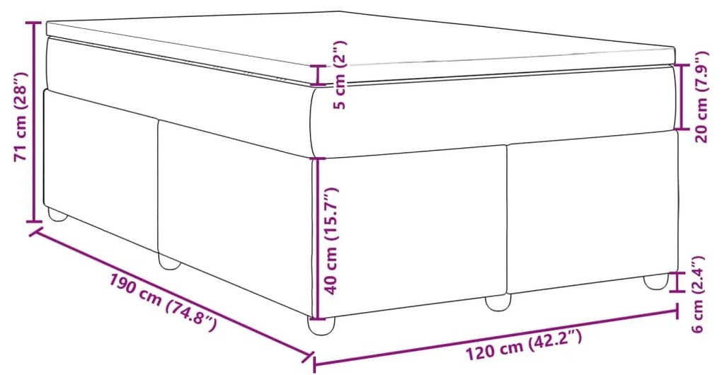 ΚΡΕΒΑΤΙ BOXSPRING ΜΕ ΣΤΡΩΜΑ ΣΚΟΥΡΟ ΓΚΡΙ 120X190 ΕΚ ΥΦΑΣΜΑΤΙΝΟ 3285360