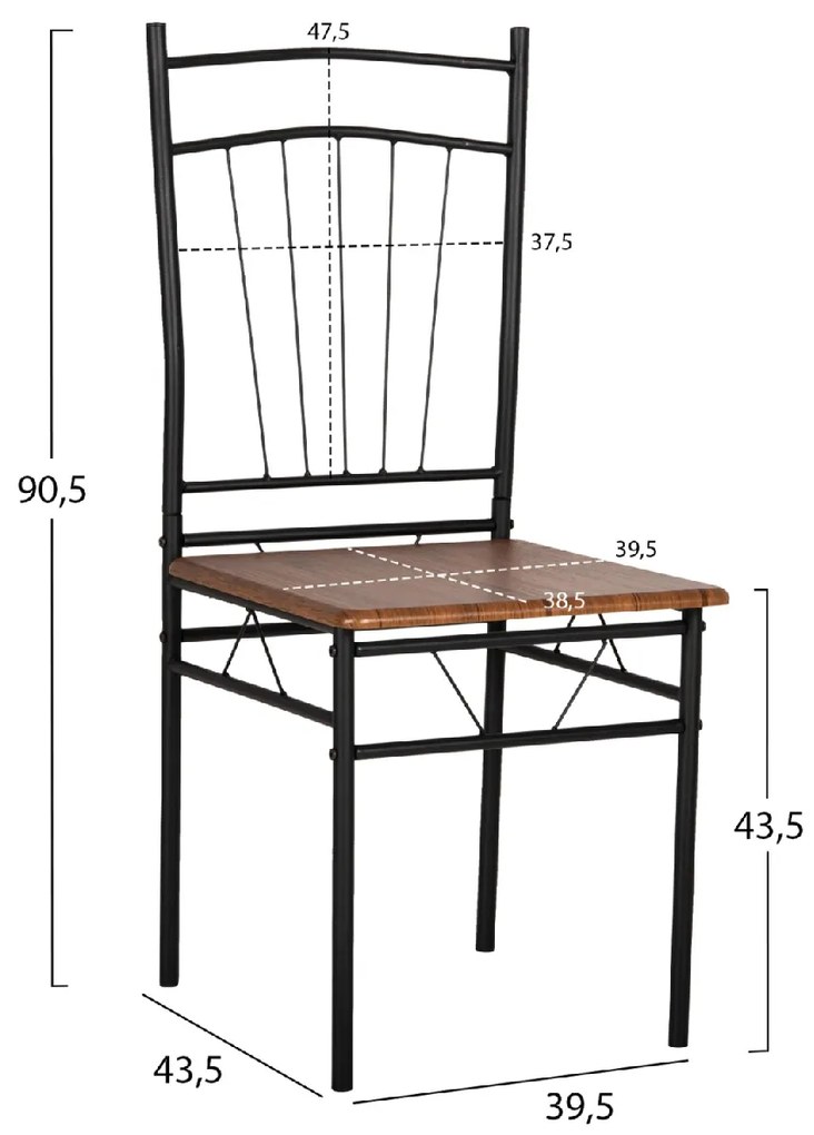 ΣΕΤ ΤΡΑΠΕΖΑΡΙΑΣ 5ΤΜΧ PEARY HM9416.01 ΜΕΤΑΛΛΟ ΜΑΥΡΟ-MDF ΚΑΡΥΔΙ 110x70x74Yεκ.