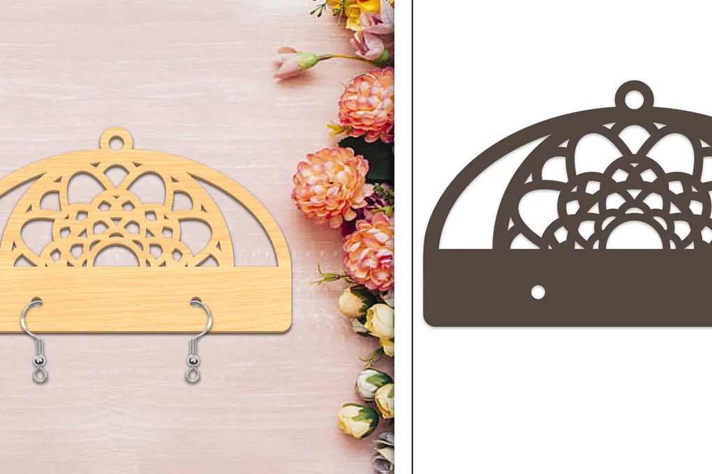 Σετ των 3 Intra απο ξύλο plywood 3mm-4mm πάχος 2 αποκριάτικα σκουλαρίκια με λέιζερ Δίασταση 3x3 cm INTRAFABR-103958233