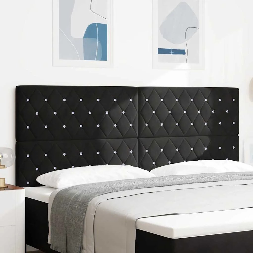 vidaXL Κεφαλάρι LED με φώτα λωρίδας LED Argyle Μαύρο 100 cm Βελούδο