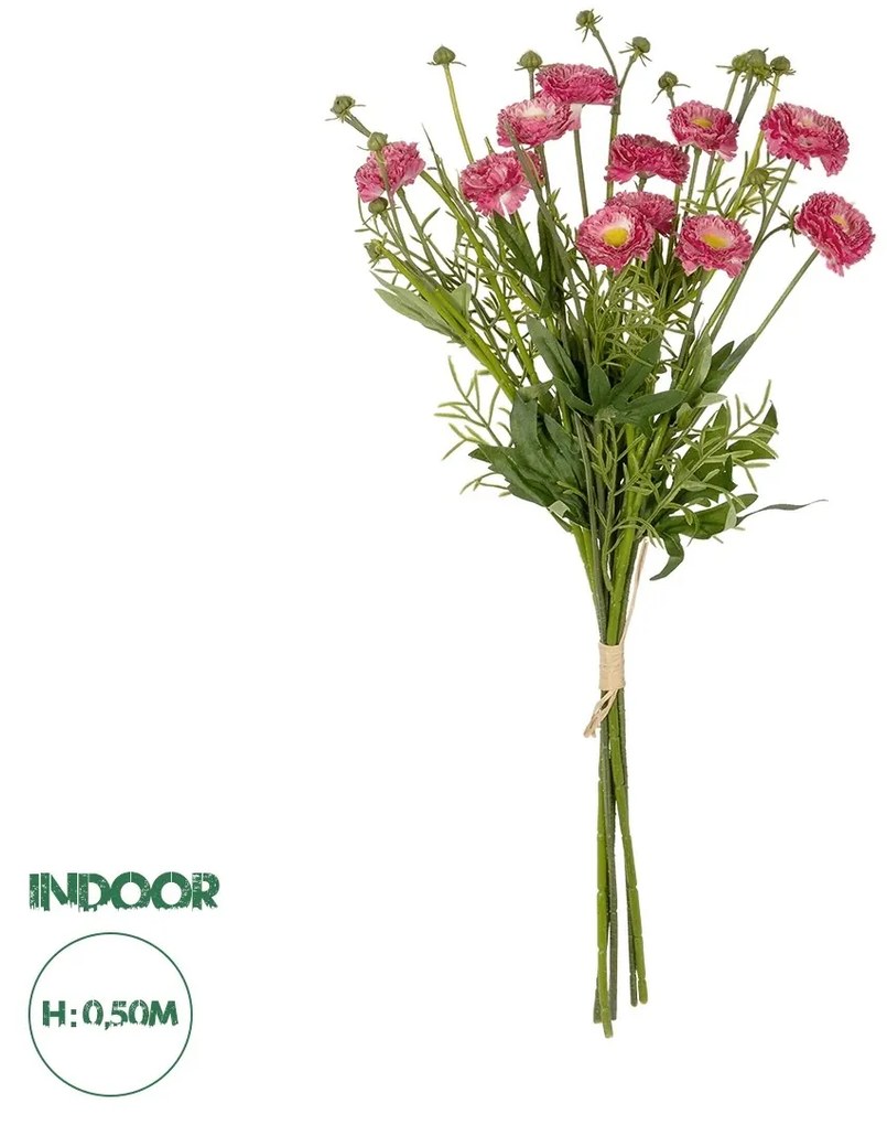 GloboStar® Artificial Garden PINK CHRYSANTHEMUM BOUQUET 21328 Τεχνητό Διακοσμητικό Μπουκέτο Ροζ Χρυσάνθεμο Y50cm