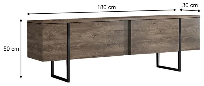 Έπιπλο τηλεόρασης Luxe Megapap χρώμα καρυδί 180x30x50εκ. - GP052-0117,2