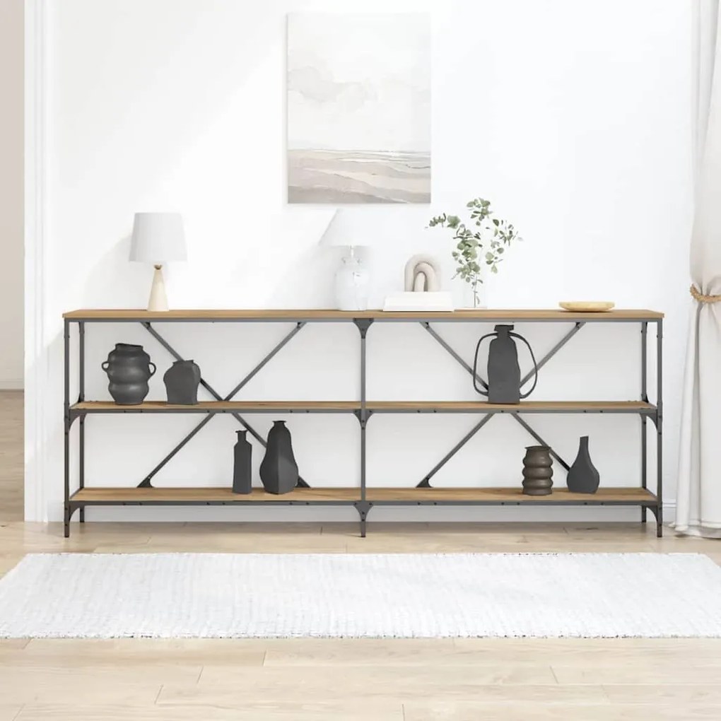 vidaXL Τραπέζι Κονσόλας με ράφι artisan δρυς 200 x 30 x 75 εκ.