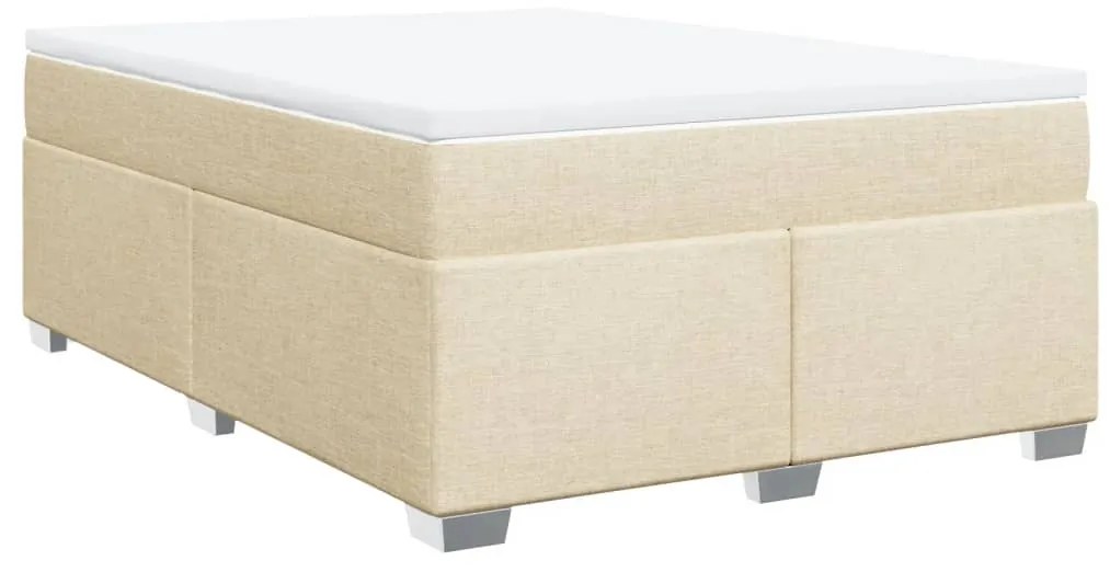 vidaXL Κρεβάτι Boxspring με Στρώμα Κρεμ 140x200 εκ. Υφασμάτινο