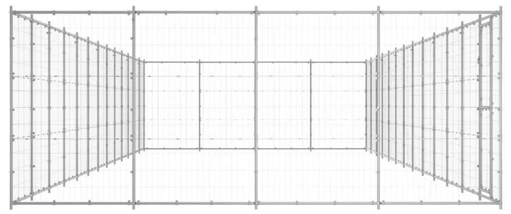 Κλουβί Σκύλου Εξωτερικού Χώρου 53,24 μ² από Γαλβανισμένο Χάλυβα - Ασήμι