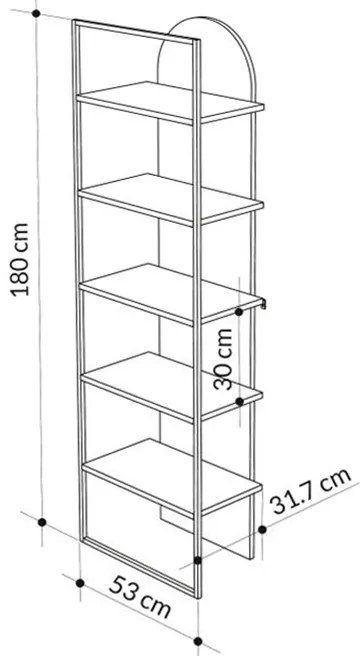 Βιβλιοθήκη Archy Megapap χρώμα ανοιχτό καρυδί 53x31,7x180εκ.