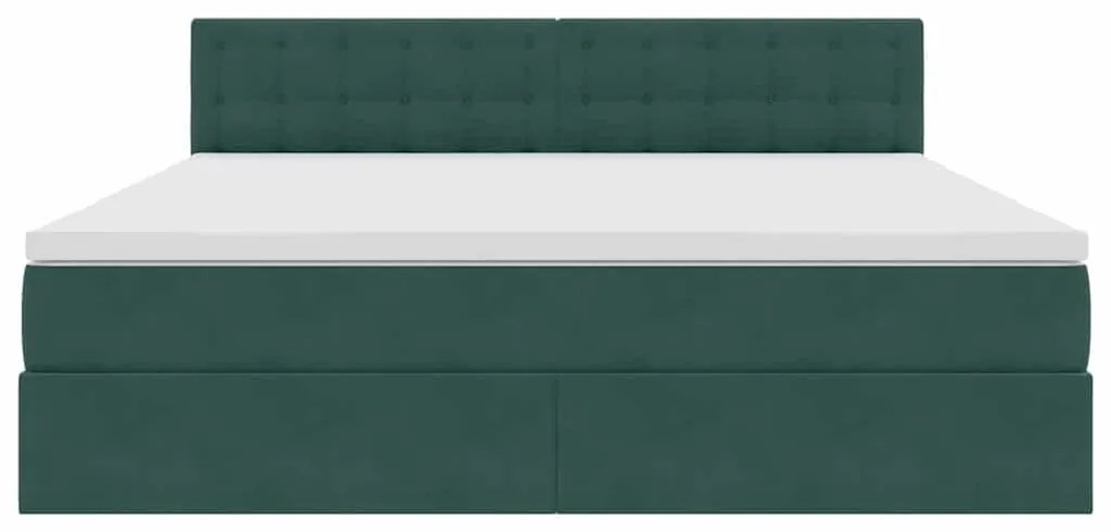 vidaXL Κρεβάτι Αποθήκης με στρώμα Σκούρο Πράσινο 160 x 200 cm Βελούδο