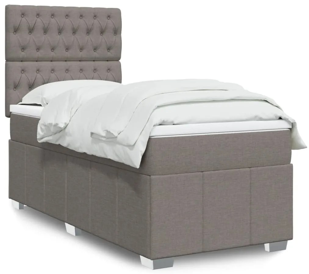 vidaXL Κρεβάτι Boxspring με Στρώμα Taupe 90x190 εκ.Υφασμάτινο