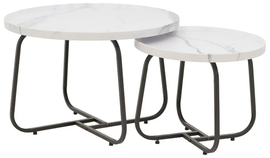 Τραπέζια Σαλονιού Crismory 029-000243 (Σετ 2Τμχ) 50x50x40,5/70x70x46,5cm White-Black
