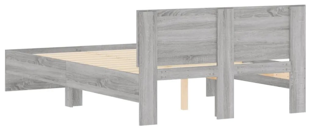 vidaXL Πλαίσιο Κρεβατιού με Κεφαλάρι Γκρι Sonoma 135x190 εκ.