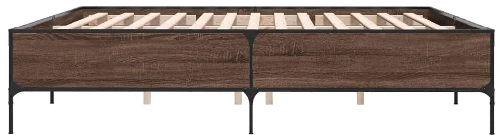 vidaXL Πλαίσιο Κρεβατιού Καφέ Δρυς 200x200 εκ. Επεξ. Ξύλο &amp; Μέταλλο