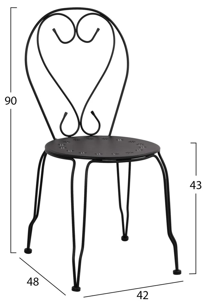 ΚΑΡΕΚΛΑ ΜΕΤΑΛΛΙΚΗ AMORE ΜΑΥΡΗ 42x48x90 εκ. HM5007.11 - 0605223 - HM5007.11