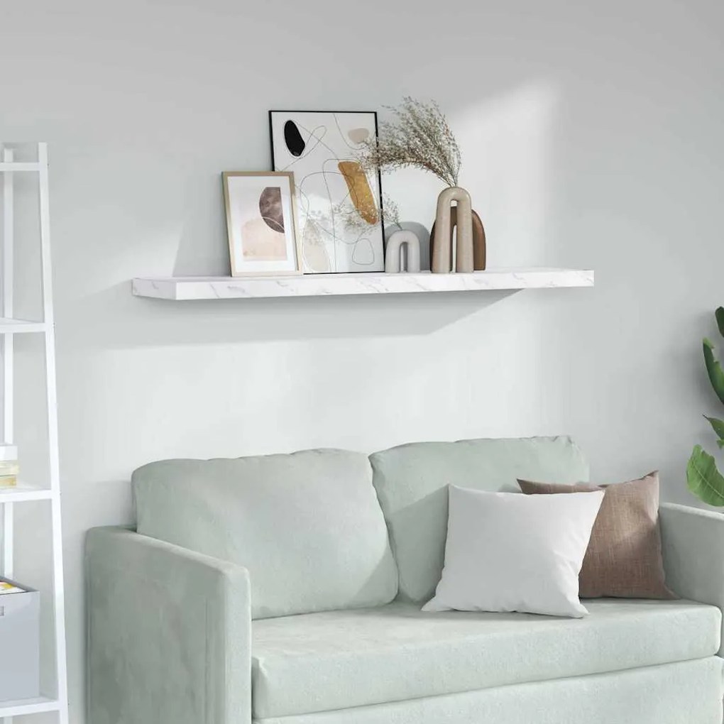 vidaXL Ράφι Τοίχου Λευκό Μάρμαρο 120 x 23,5 x 4 εκ Επεξεργασμένο ξύλο