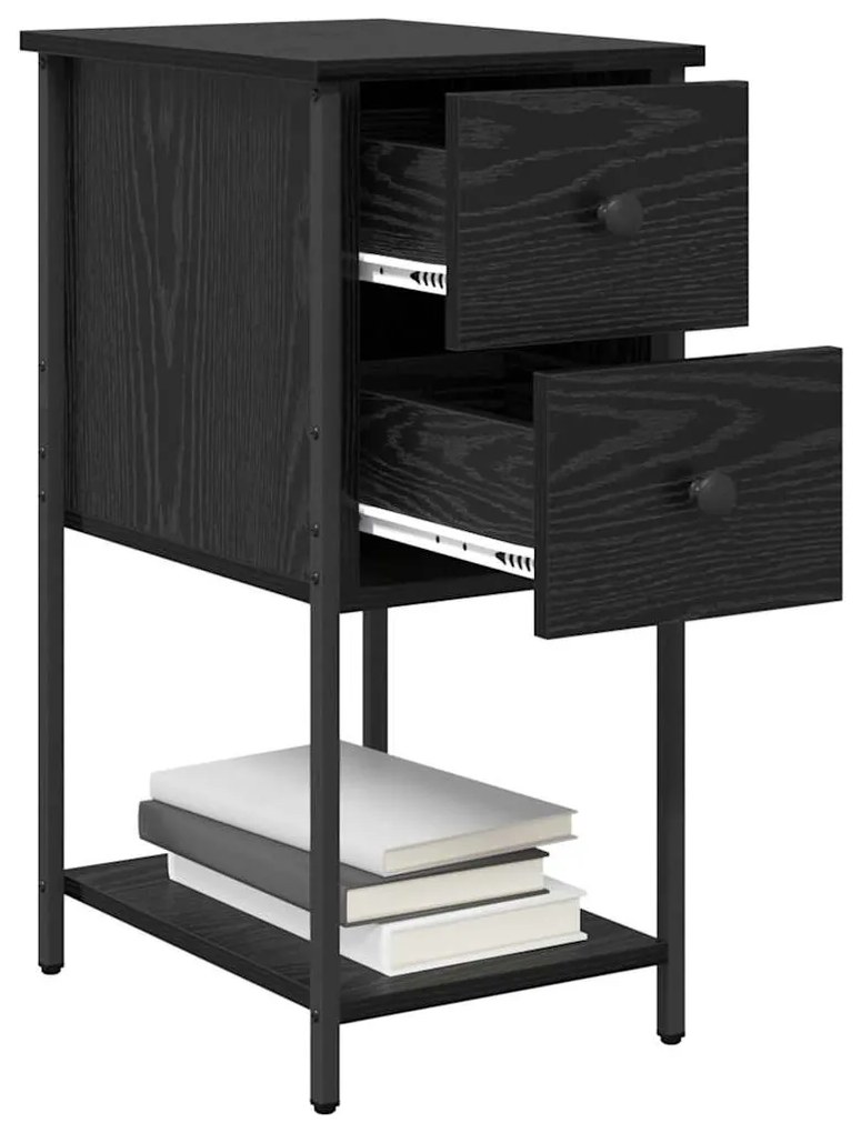 vidaXL Κομοδίνο Μαύρη δρυς 32 x 42 x 70 εκ Επεξεργασμένο ξύλο